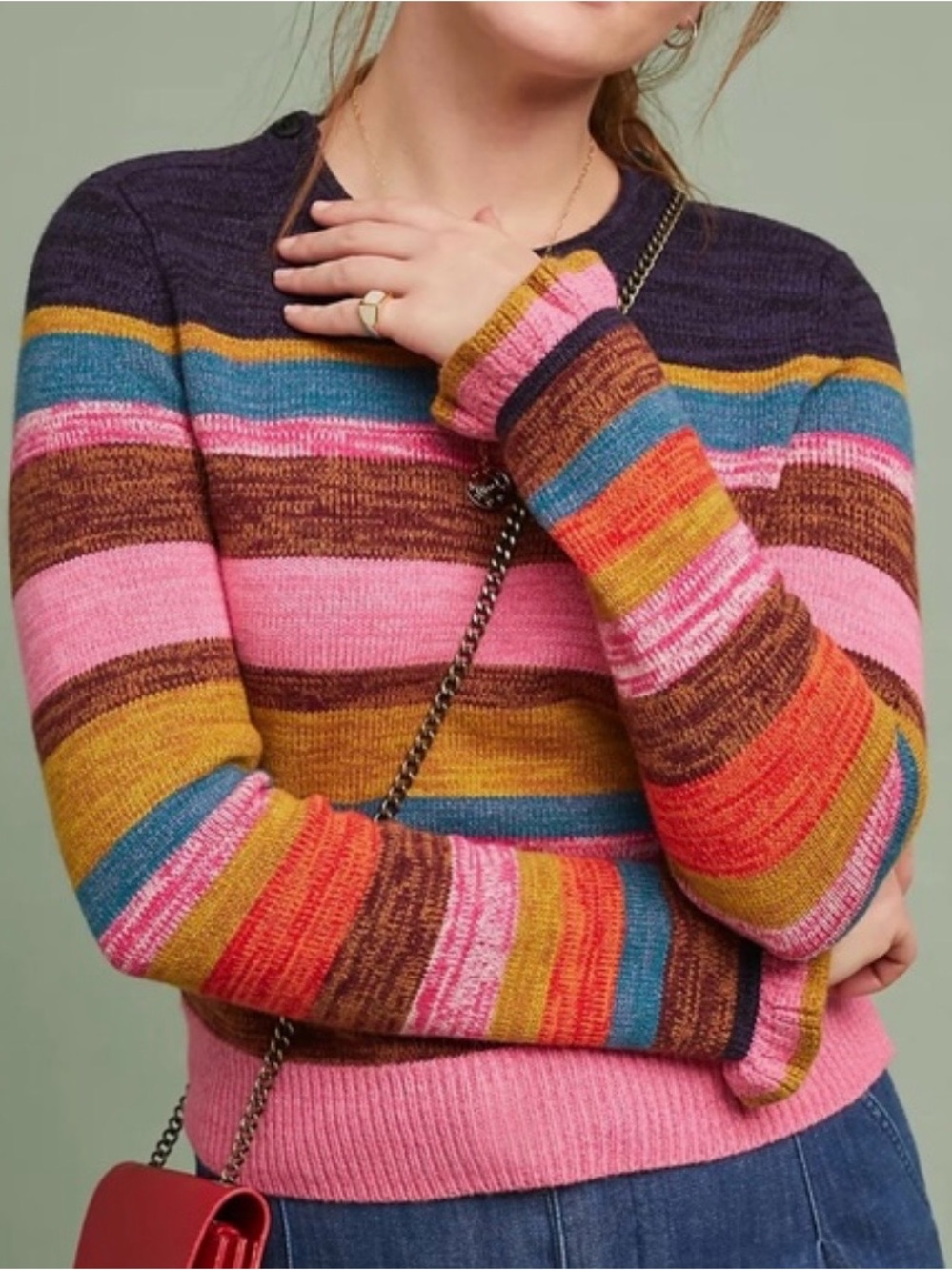 Moth multicolor striped pullover sweater small